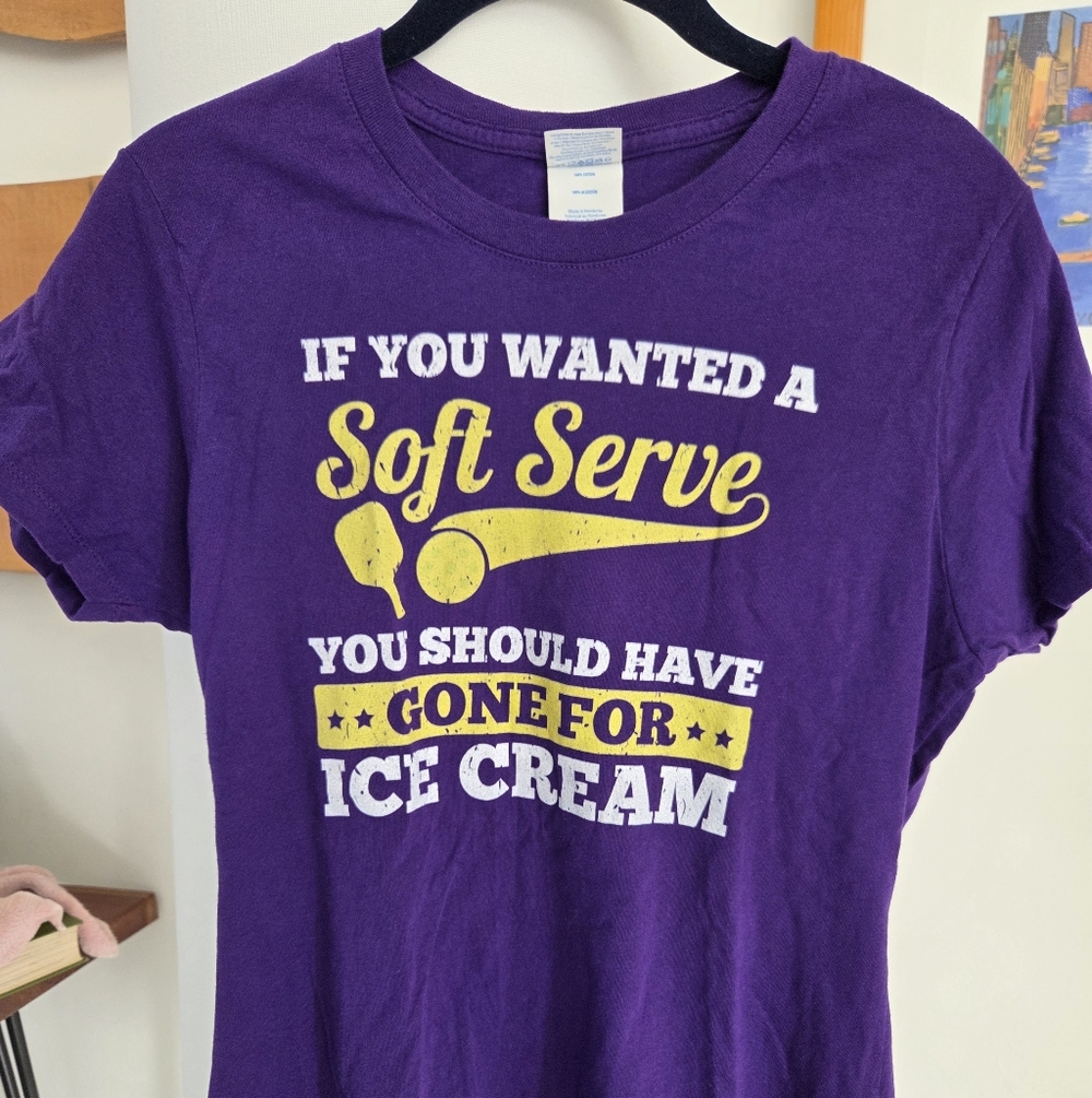 TENNIS OR PICKLE BALL Purple Graphic Tee with Yellow and White Print